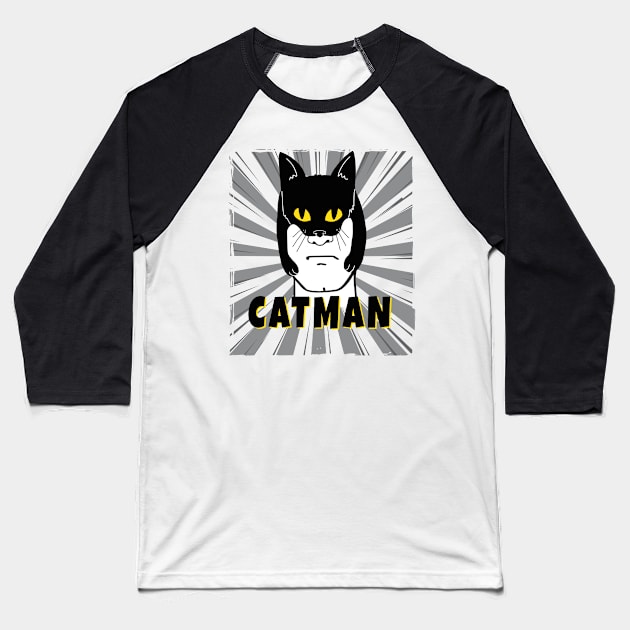 CatMan New Super Hero in Town Baseball T-Shirt by SusanaDesigns